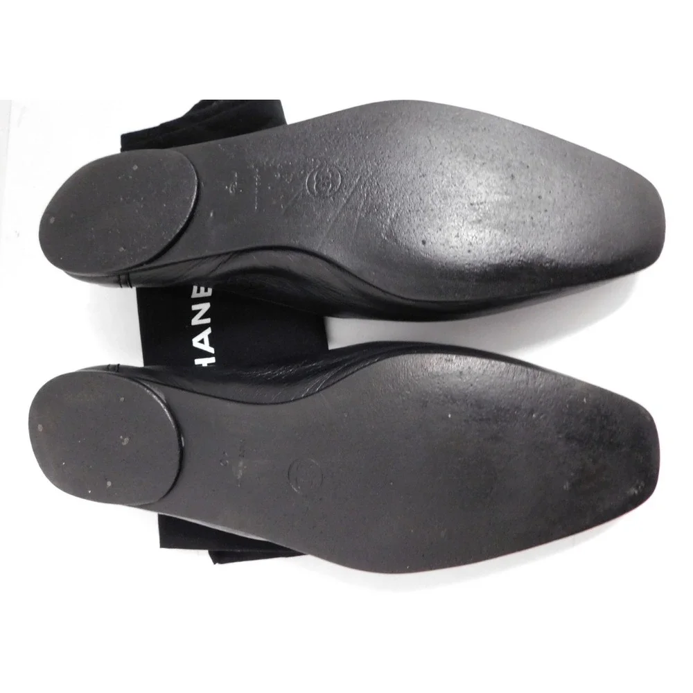 Chanel Stitched CC Logo Black Leather Flats 40 | 9.5 - Picture 6 of 6